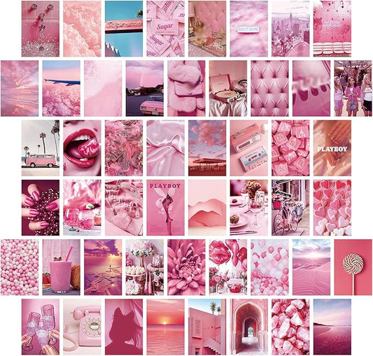 LA MAISON COZY 50PCS Boho Wall Collage Kit, Boho Room Posters Art Print, 4x6'' Vintage Wall Decor Gift for Teen Girls' Dorm Room