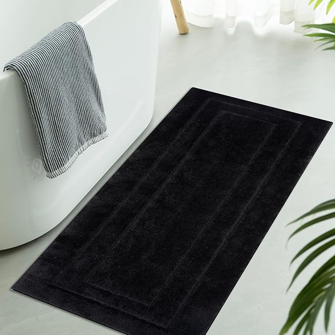 GRANNY SAYS Bathroom Rug Mat, Bath Mats for Bathroom Non-Slip, Super Soft and Water Absorbent, Extra Large Bath Rugs, Microfiber Bath Rugs for Floor, Tub and Shower, 59" x 24", Black