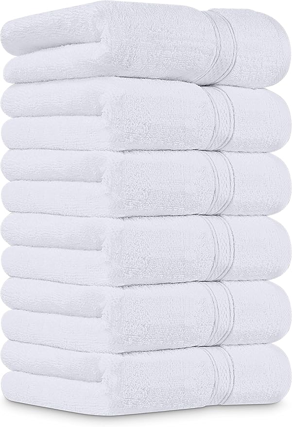 Utopia Towels 6 Pack Premium Hand Towels Set, 16 by 28 inches, 100% Ring Spun Cotton, Ultra Soft and Highly Absorbent 600GSM Towels for Bathroom, Gym, Shower, Hotel, and Spa, White