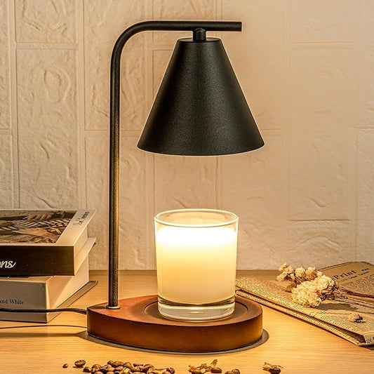 Black Candle Warmer Lamp with Timer, Birthday Gifts for Him Her, House Warming Gifts New Home Decor Aesthetic Black, Electric Dimmable Wax Melt Warmer for Jar Candles with 2 Bulbs