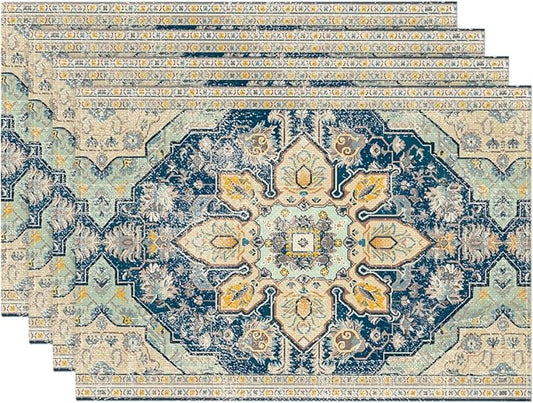 Artoid Mode Boho Bohemia Style Sliver Placemats Set of 4, 12x18 Inch Country Rustic Farmhouse Magical Fall Table Mats for Party Kitchen Dining Decoration