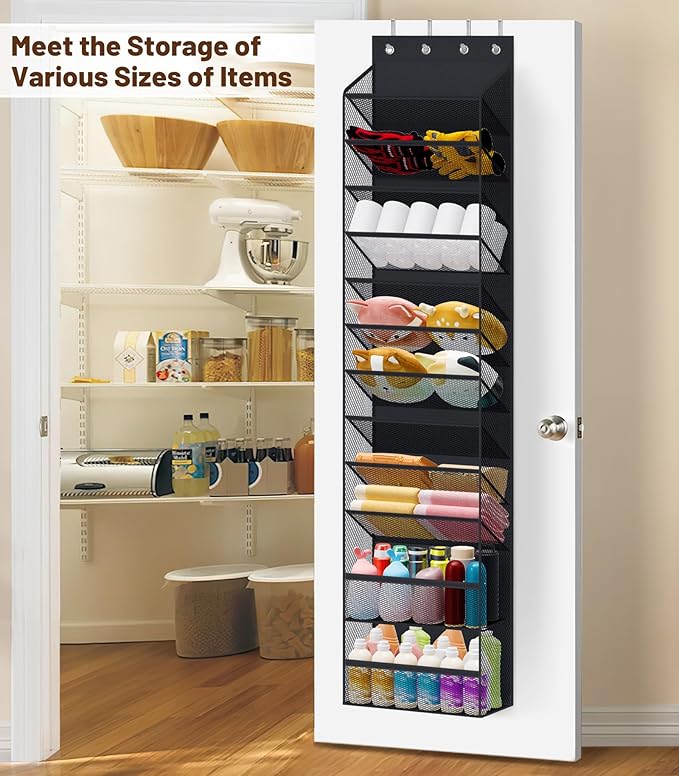 MISSLO 12 Tier Over the Door Shoe Organizer Hanging Shoe Rack for Closet Storage Sneaker Holder for Door Fit 24 Pairs Sandals, Heels, Boots (Black)
