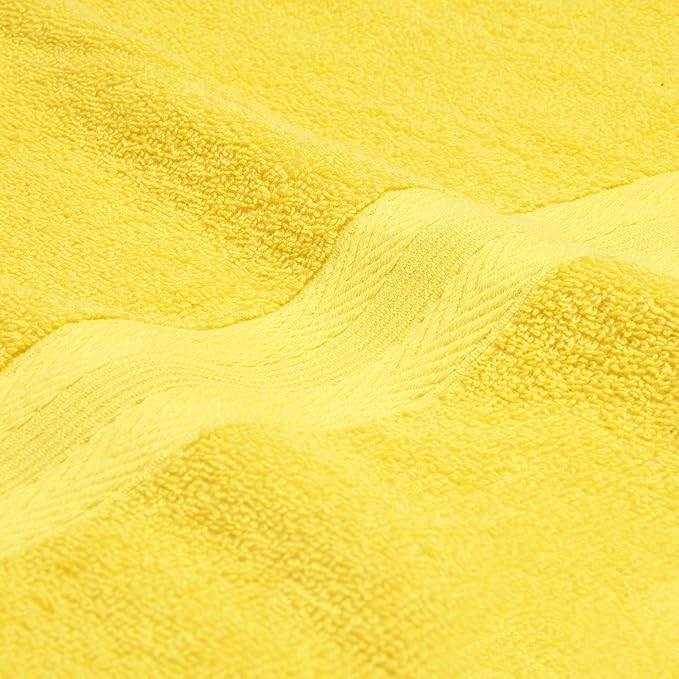 BOUTIQUO Premium Cotton 4 Pack Bath Towel Set - 100% Pure Cotton - 4 Bath Towels 27x54 - Ideal for Everyday use - Ultra Soft & Highly Absorbent - Yellow