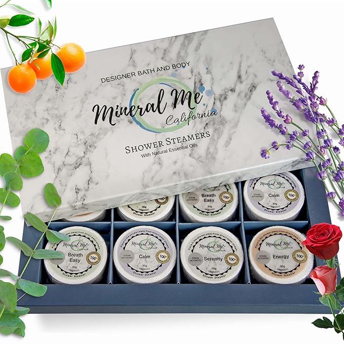 Shower Steamers Aromatherapy, Fathers Day Gift for Dad, Shower Bombs w/Organic Essential Oils for Vaporizing Steam Spa Relaxation, Shower Tablets, Shower Melts, Relaxing Self Care Gift for Men, Women