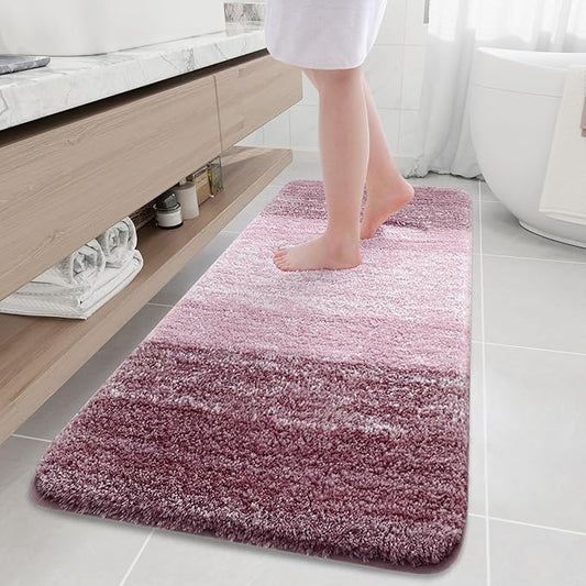 Arotive Microfiber Bathroom Rugs, Shaggy Soft and Absorbent Bath Rug, Non-Slip, Thick Plush Machine Washable Dry Bath Mats for Bathroom, Tub and Shower, 70x24, Mauve