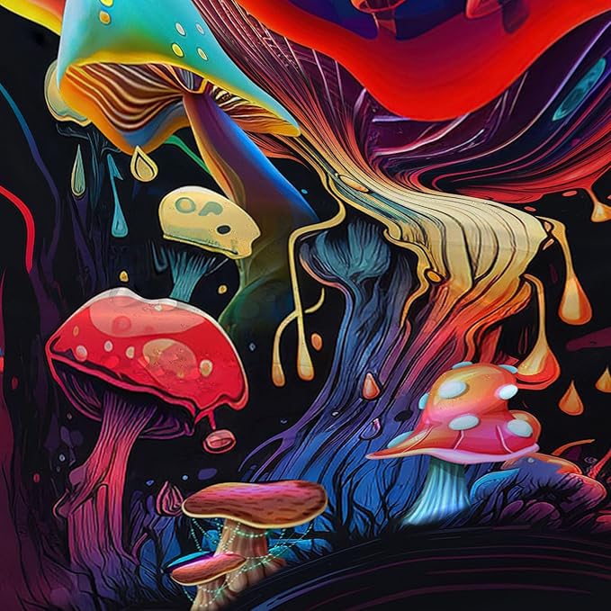 AILONEN Magic Mushroom Shower Curtain,Colorful Mushroom Shower Curtain Set for Bathroom,Natural Fungus Waterproof Fabric Bath Curtain for Kids Girl,Boho Style Bathroom Curtain with Hooks, 36" W*72" H