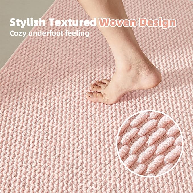 Small Bathroom Rugs, Non Slip Washable Bath Rugs Super Absorbent Bathroom Rug Thin Quick Dry Low Pile Bath Mats, Pink 12"x12"