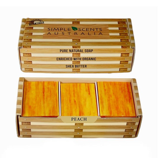 Peach Scented Natural Soap Bars (6 Bars), 3.5oz Moisturizing French Triple Milled Soap Bars Enriched with Shea Butter - Pure Plant Oil Bath & Body Soap Bars