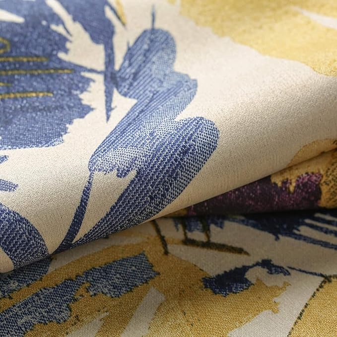 Leeva Purple Curtains for Sliding Door, Tropical Style Leaves Macaw Printing Blackout Window Treatment, Decor Grommet Drapes for Living Room, 1 Piece, 100 x 84