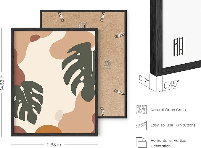 HAUS AND HUES Boho Prints Neutral Wall Art - Set of 6 Boho Art Prints Mid Century Modern Wall Art | Bohemian Artwork for Wall Aesthetic Decor (Black Frame, 11x14)