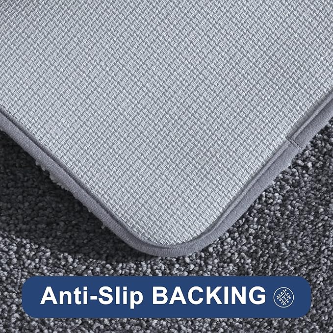 COSY HOMEER Bath Rugs for Bathroom Extra Thick - Anti-Slip Bath Mats Soft Plush Yarn Shaggy 100% Strong Mirco Polyeste Mat Living Room Bedroom Mat Floor Water Absorbent(Dark Grey,24x48 - Inches)