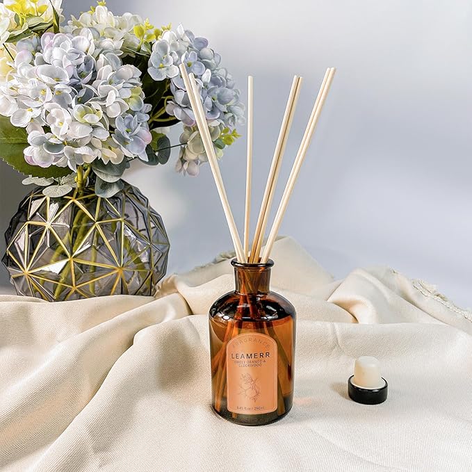Premium Reed Diffuser Set - 8.8 oz (250 ml) Bedroom Bathroom Living Room Home Fragrance Products Sweet Orange&CEDERWOOD Scent 1 Pack