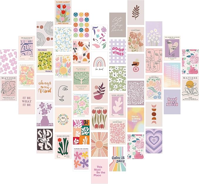 LA MAISON COZY Wall Collage Kit, Teen Posters Art Print, 50PCS 4x6'' Vintage Wall Decor Gift for Teen Girls' Dorm Room