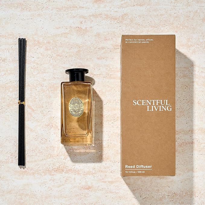 M&SENSE 10.14 oz Large Reed Diffuser | Gardenia Scent Oil Diffuser with Sticks |Long Lasting Non-Toxic Essential Oil |Reed Diffuser for Bathroom Shelf Decor