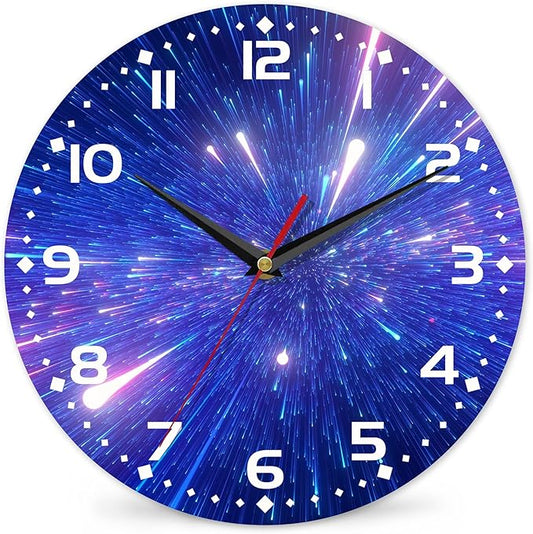 Galaxy Vintage Wooden Silent Non-Ticking Battery Operated Arabic Numerals Wall Clock - Decorative for Kitchen, Office, Classroom - 10 Inch