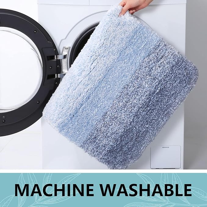 Arotive Microfiber Bathroom Rugs, Shaggy Soft and Absorbent Bath Rug, Non-Slip, Thick Plush Machine Washable Dry Bath Mats for Bathroom, Tub and Shower, 45x27, Light Blue