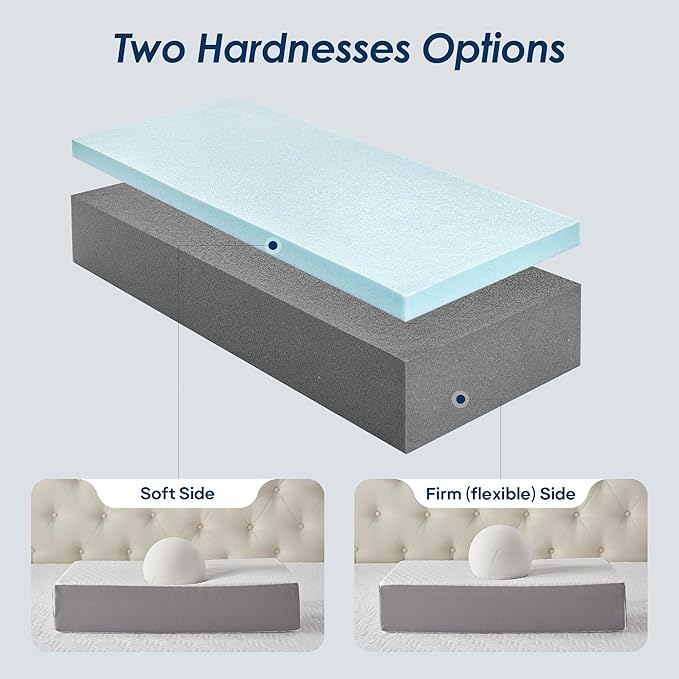 Cooling Cube Pillow for Side Sleepers, Square Memory Foam Side Sleeper Pillow Firm Soft Double-Sided Supportive, Support Head Neck Shoulder for Pain Relief Cervical Pillow, 24"x12"x6"