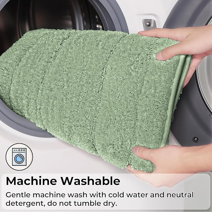 GRANNY SAYS Sage Green Bathroom Rugs Non Slip, 59" x 24", Small Bathroom Rugs Washable，Bath Mats for Floor, Microfiber Bath Mat for Tub, Absorbent Shower Rug