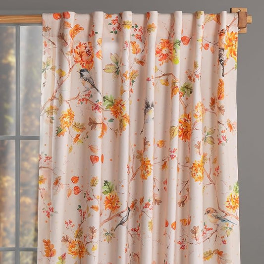 Maison d' Hermine Curtains for Living Room 100% Cotton 84 inch Length One Panel Light Filtering Curtains for Bedroom Windows with Rod and Loop Pockets Drapes (Kelim Prairie, 50" W x 84" L)