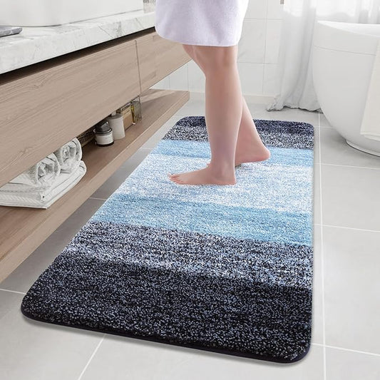 Arotive Microfiber Bathroom Rugs, Shaggy Soft and Absorbent Bath Rug, Non-Slip, Thick Plush Machine Washable Dry Bath Mats for Bathroom, Tub and Shower, 59x24, Blue