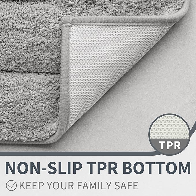 GRANNY SAYS Gray Bathroom Rugs, Bath Mats for Bathroom Non-Slip, Super Soft and Water Absorbent, Microfiber Bath Rugs, Machine Wash Dry, Bath Rugs for Floor, Tub and Shower, 32" x 20"