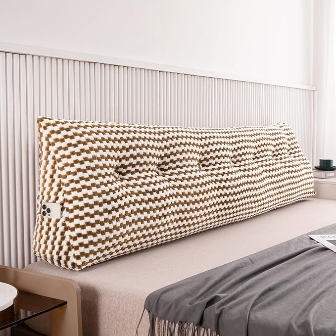Triangular Wedge Headboard Pillow Large Bolster Bed Rest Reading Pillow Backrest Positioning Support Bolster Cushion with Removable Cover King