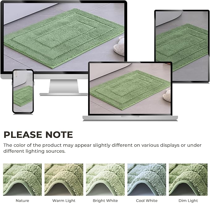GRANNY SAYS Sage Green Bathroom Rugs Non Slip, 16" x 24", Small Bathroom Rug Washable，Bath Rugs for Shower Room，Bath Mats for Floor, Microfiber Bath Mat for Tub, Absorbent Shower Rug