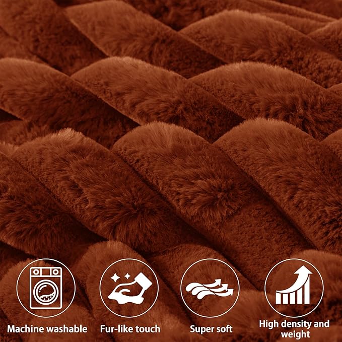 Faux Fur Headboard Pillow with 2 Pack Neck Roll Pillow Large Headboard Pillow Soft and Supportive with Removable Cover (Brown, Twin)