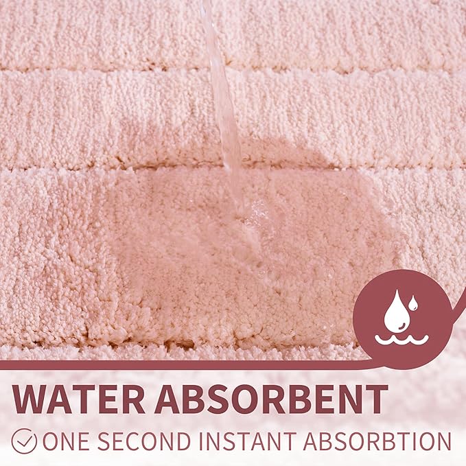 GRANNY SAYS Pink Bathroom Rugs Non Slip Washable, 20x 32, Soft Bath Mats for Bathroom, Microfiber Shag Rug, Absorbent Bath Floor Mat, Small Bath Rug for Shower, Tub, Bedroom