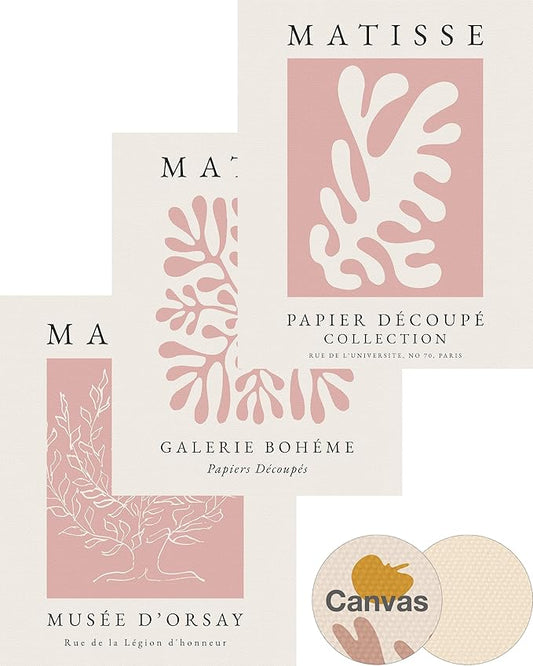 Matisse Wall Art Decor Set of 3,Abstract Matisse Wall Art Exhibition Posters,Unframed Pink Tree Wall Art,Truly Quality Canvas Prints for 11x14in,Art Poster Decoration for Kitchen,