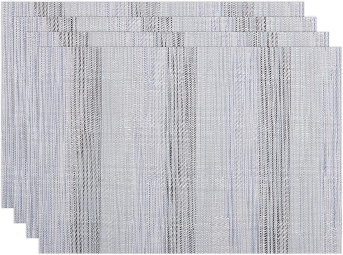 Winknowl Placemats Set of 4, Heat Resistant Stain Resistant Woven Vinyl Insulation Place mats, Durable Washable Elegant Table Mats for Kitchen Dining Table Decor (Lightsteel Blue)