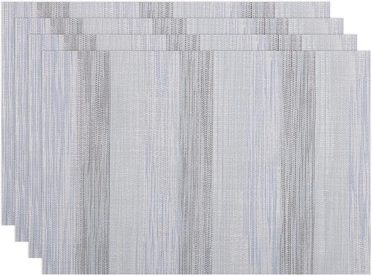 Winknowl Placemats Set of 4, Heat Resistant Stain Resistant Woven Vinyl Insulation Place mats, Durable Washable Elegant Table Mats for Kitchen Dining Table Decor (Lightsteel Blue)