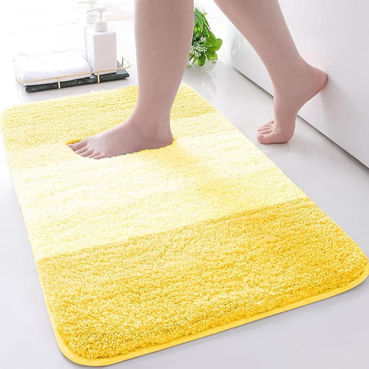 Arotive Microfiber Bathroom Rugs, Shaggy Soft and Absorbent Bath Rug, Non-Slip, Thick Plush Machine Washable Dry Bath Mats for Bathroom, Tub and Shower, 70x24, Yellow