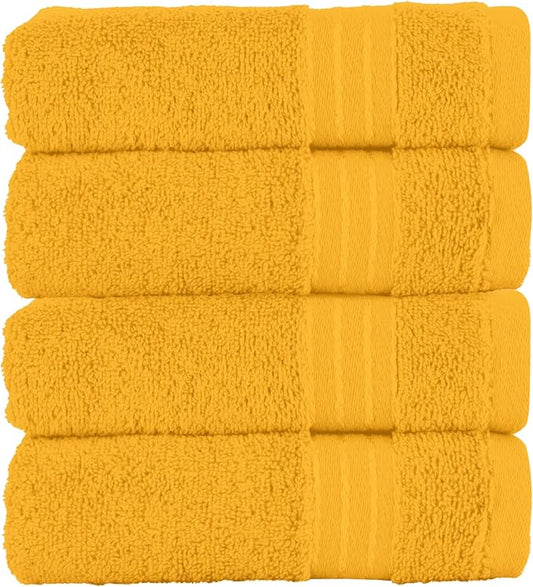 Elegant Comfort Premium Turkish Cotton 4 Pack Hand Towel Set - 16 x 28 inch, Luxurious Hotel Spa Quality 100% Turkish Cotton 4PC Hand Towel Set - Highly Absorbent - Soft Bathroom Towels, Orange
