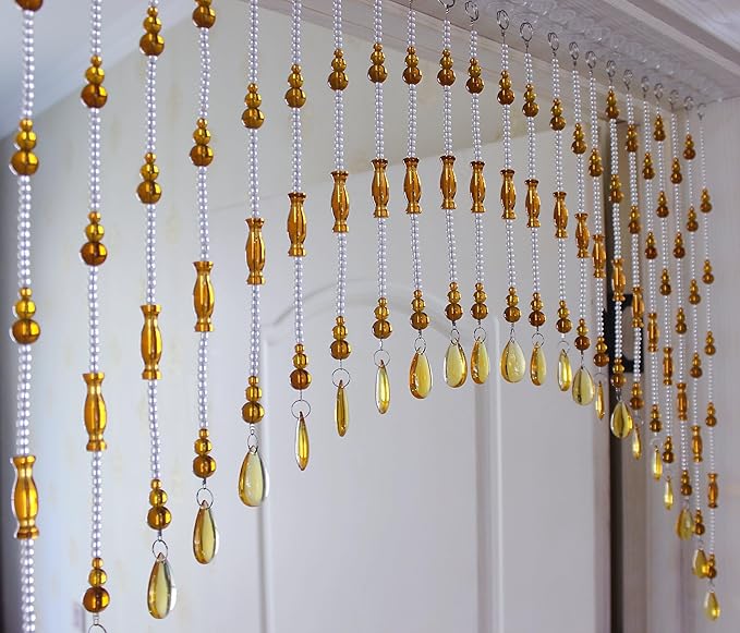 Hanging Glass Door Beads Curtains Valance Self-Adhesive for Doorways Crystals Stran Arched Windows, Clear Crystal Room Partition Curtain Door Frame Beads for Doorways Closets 13