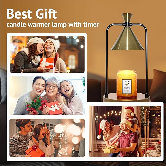 Candle Warmer Lamp with Timer Dimmer,Electric Candle Warmer, Candle Lamp with Large Base for Scented Jar Candles,Birthday Gifts for Mom Women,House Warming Gifts for New Home Bedroom Decor,Bronze