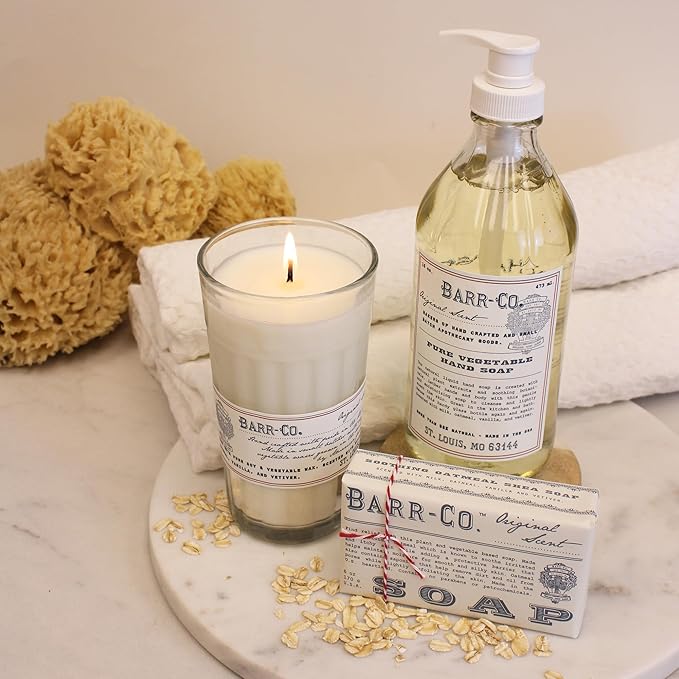 Barr-Co. Original Scent Parfait Glass Candle, Creamy Vanilla Scent, 120-Hour Long Burning Soy Wax Candle, Scented Candles for Home & Bath, 10 oz