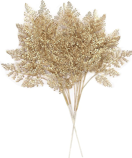 Artificial Golden Plants Fake Gold Star Ginkgo Leaves - Tall 30 Inch 2 Pack, Faux Bushes Simulation Small Apricot Leaf for Christmas Decor Indoor Outdoor Party Wedding DIY Table Centerpiece Decoration
