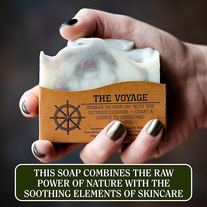 Compass Soap The Voyage | Natural Bar Soap for Men & Women | Body & Face Soap Bar for Women and Men | Minimalist & Gentle Lather | Natural Bath Soap, Paraben & Phthalate Free | 5 oz, Pack of 2