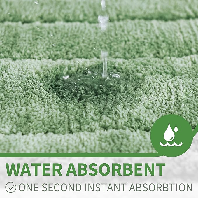 GRANNY SAYS Sage Green Bathroom Rugs Non Slip, 24" x 36", Large Bathroom Rugs Washable, Bath Rugs for Floor, Bath Mats for Floor, Microfiber Bath Mat for Tub, Absorbent Shower Rug