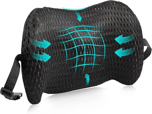 Lumbar Support Pillow for Office Chair, Car Lumbar Pillow Lower Back Pain Relief, Memory Foam Back Cushion with 4D Mesh Cover and Adjustable Straps, Ergonomic Chair Back Pillow for Car,Bed, Gaming