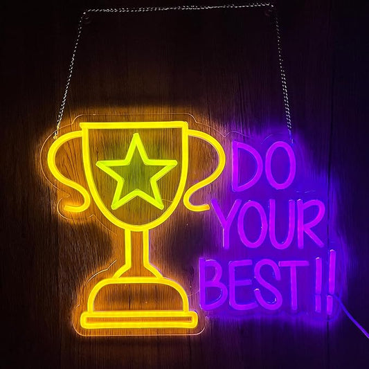 Do Your Best Neon Signs for Wall Decor,Bright Dimmable Trophy Led Lighted Up Sign for Wall Decor Motivational Quotes Game Room Bedroom Birthday Party Classroom Office Man Cave Living Room