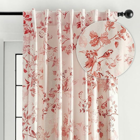 Maison d' Hermine Curtains for Living Room 100% Cotton 108 inch Length One Panel Light Filtering Curtains for Bedroom Windows with Rod and Loop Pockets Drapes (Equinoxe Terracotta, 50" W x 108" L)