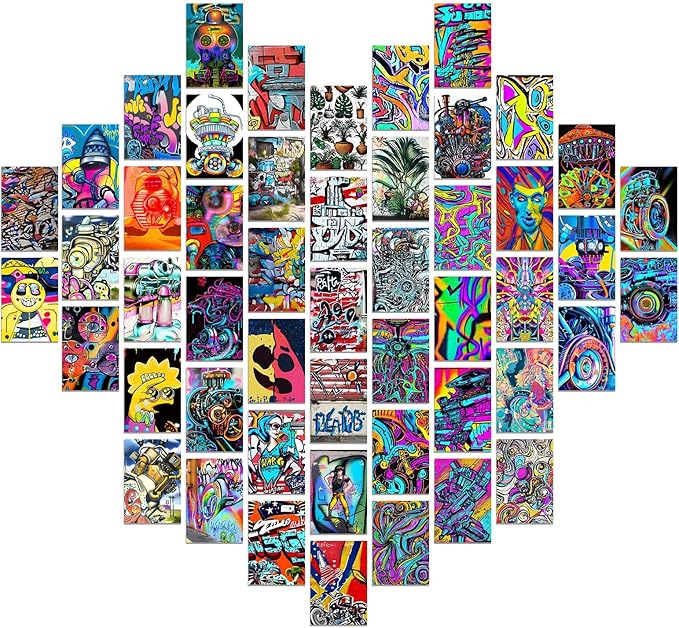 LA MAISON COZY Wall Collage Kit, Teen Posters Art Print, 50PCS 4x6'' Vintage Wall Decor Gift for Teen Girls' Dorm Room