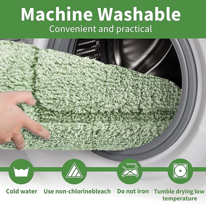 GRANNY SAYS Sage Green Bathroom Rugs Non Slip, 24" x 36", Large Bathroom Rugs Washable, Bath Rugs for Floor, Bath Mats for Floor, Microfiber Bath Mat for Tub, Absorbent Shower Rug