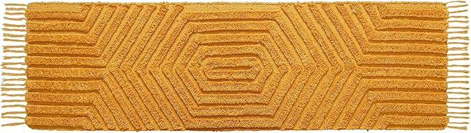 Boho Runner Rug 2x6' Washable Kitchen Rugs with Tassels Indoor Farmhouse Rugs for Bedroom Aesthetic Tufted Rug for Laundry Room Doorway Living Room_Mustard