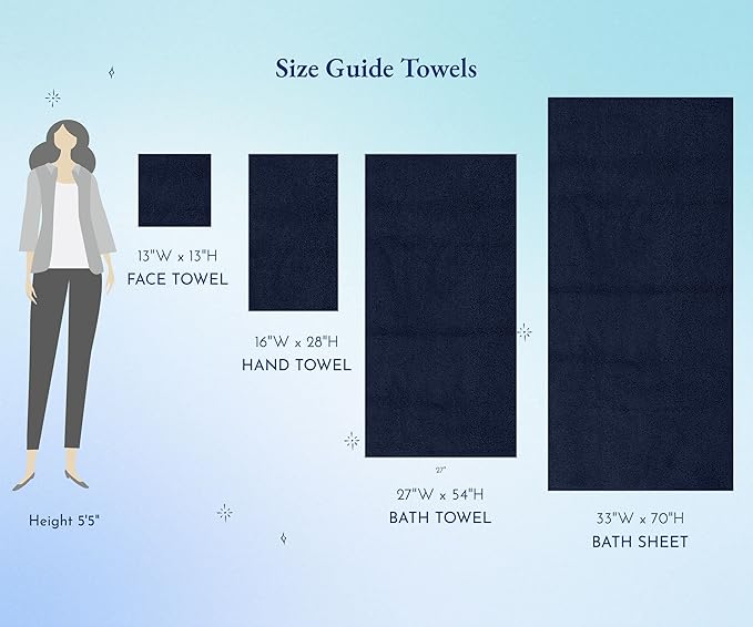 California Design Den Luxury 100% Cotton Hand Towels - Pack of 6, Extra Soft & Fluffy, Quick Dry & Highly Absorbent, Hotel Quality Towel Set for Gym, Salon, Spa & Home Care, Navy Blue - 16" x 28"