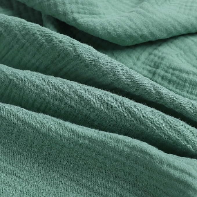 Muslin Pack and Play Sheets 30" x 43" Compatible with 4moms Breeze Plus Playard & Breeze Go Playard and Other Large Playpen Mattress, 100% Cotton 2 Pack, Grey and Green