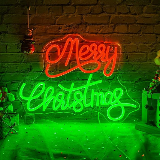 NOSUN Merry Christmas Neon Sign - Dimmable Led Signs for Wall Decor, Christmas Party, Bedroom, Window, Bar, Club, Shop - Gift Decor