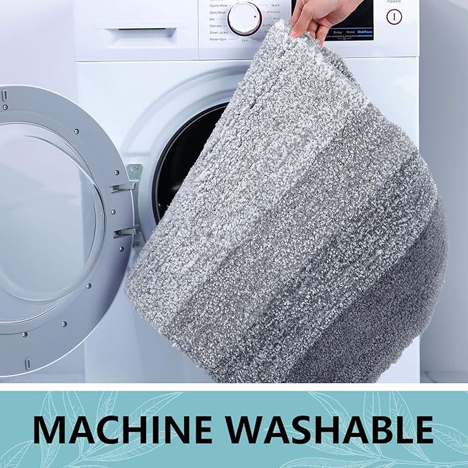 Arotive Microfiber Bathroom Rugs, Shaggy Soft and Absorbent Bath Rug, Non-Slip, Thick Plush Machine Washable Dry Bath Mats for Bathroom, Tub and Shower, 59x24, Grey